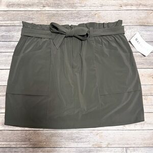 Athleta Arbor Olive Green Grey Paper Bag Skyline Tie Belt Skort 16T 16 Tall New